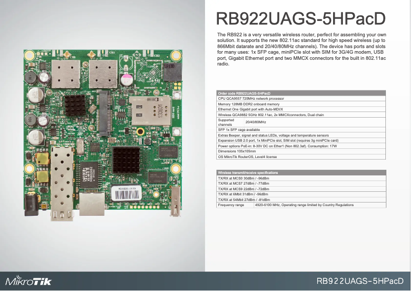 Imagen de la primera página del manual del dispositivo RB922UAGS-5HPACD