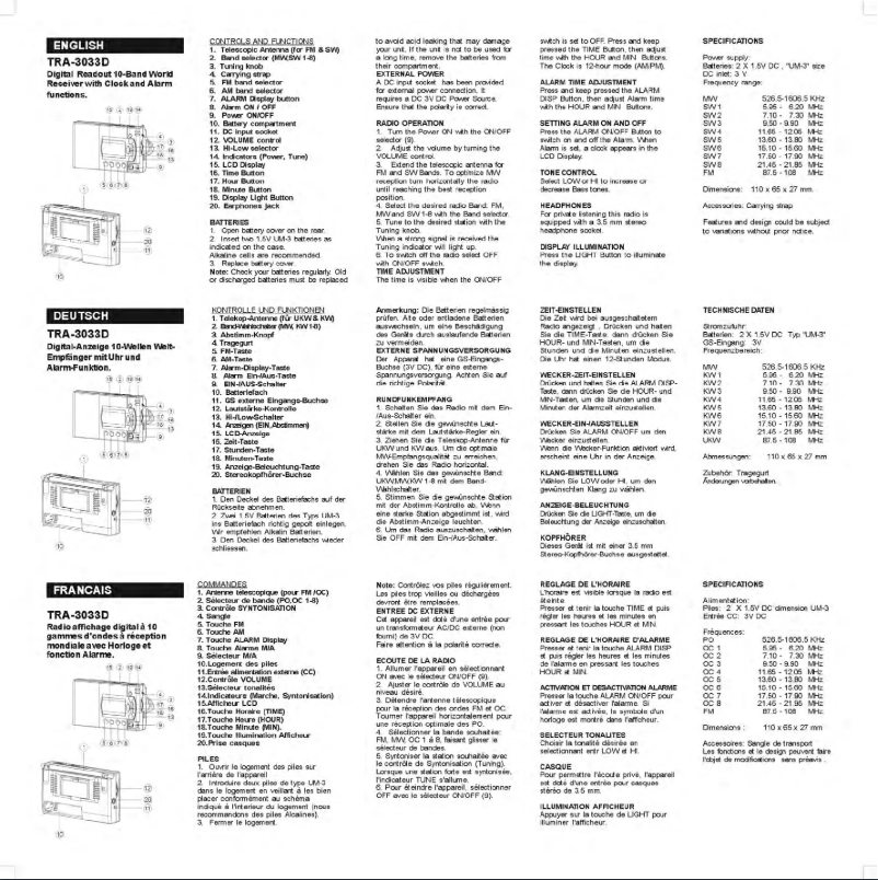 Página 1 del manual Manual de usuario Roadstar TRA-3033D