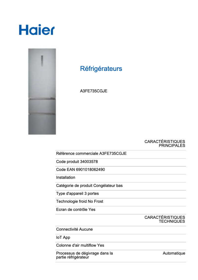 Imagen de la primera página del manual del dispositivo A3FE735CGJE