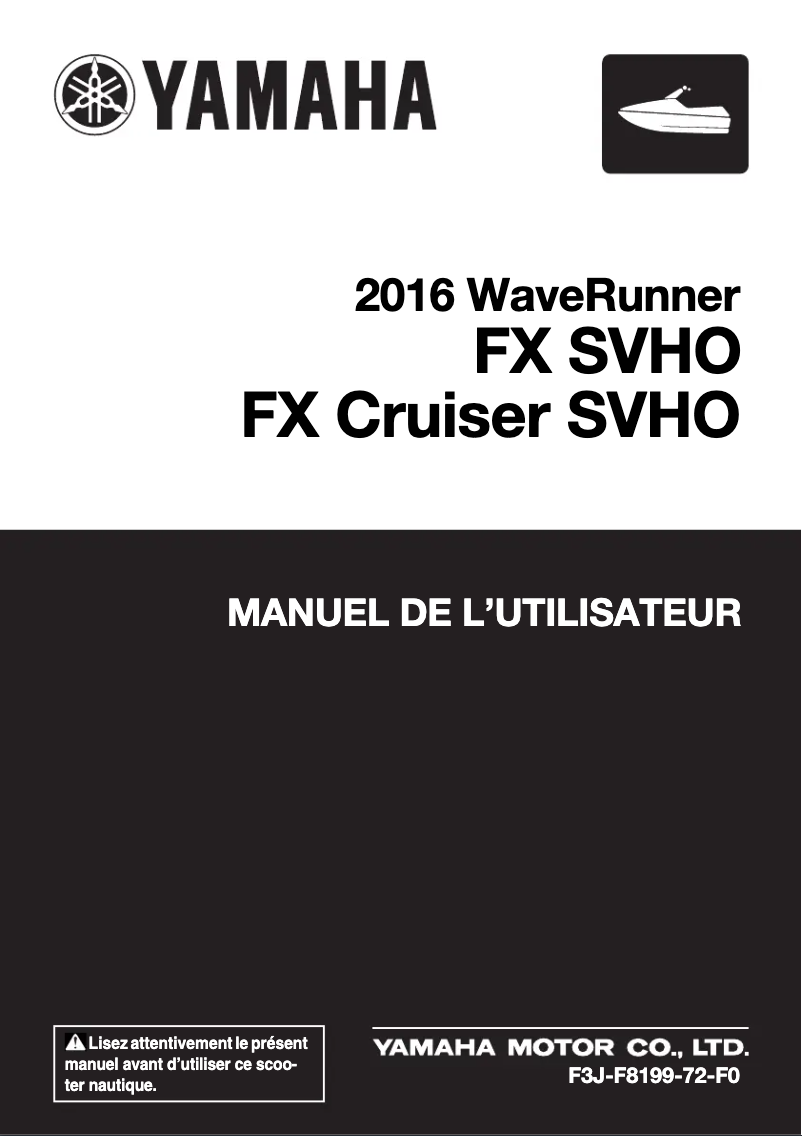 Página 1 del manual Manual de usuario Yamaha WaveRunner FX SVHO (2016)
