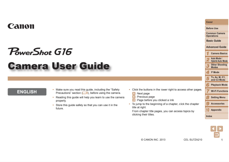 Página nº 1 - Manual de usuario Canon PowerShot G16