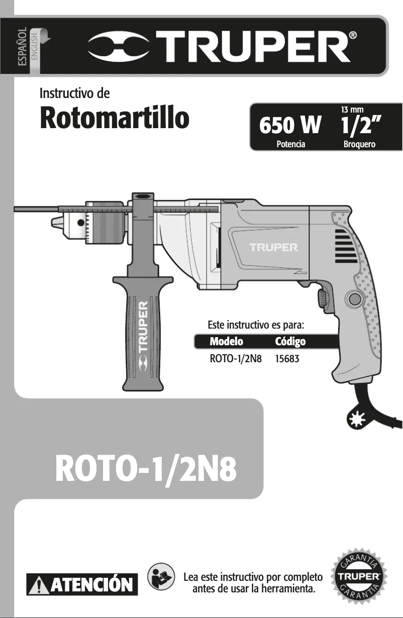 Imagen de la primera página del manual del dispositivo ROTO-1/2N8