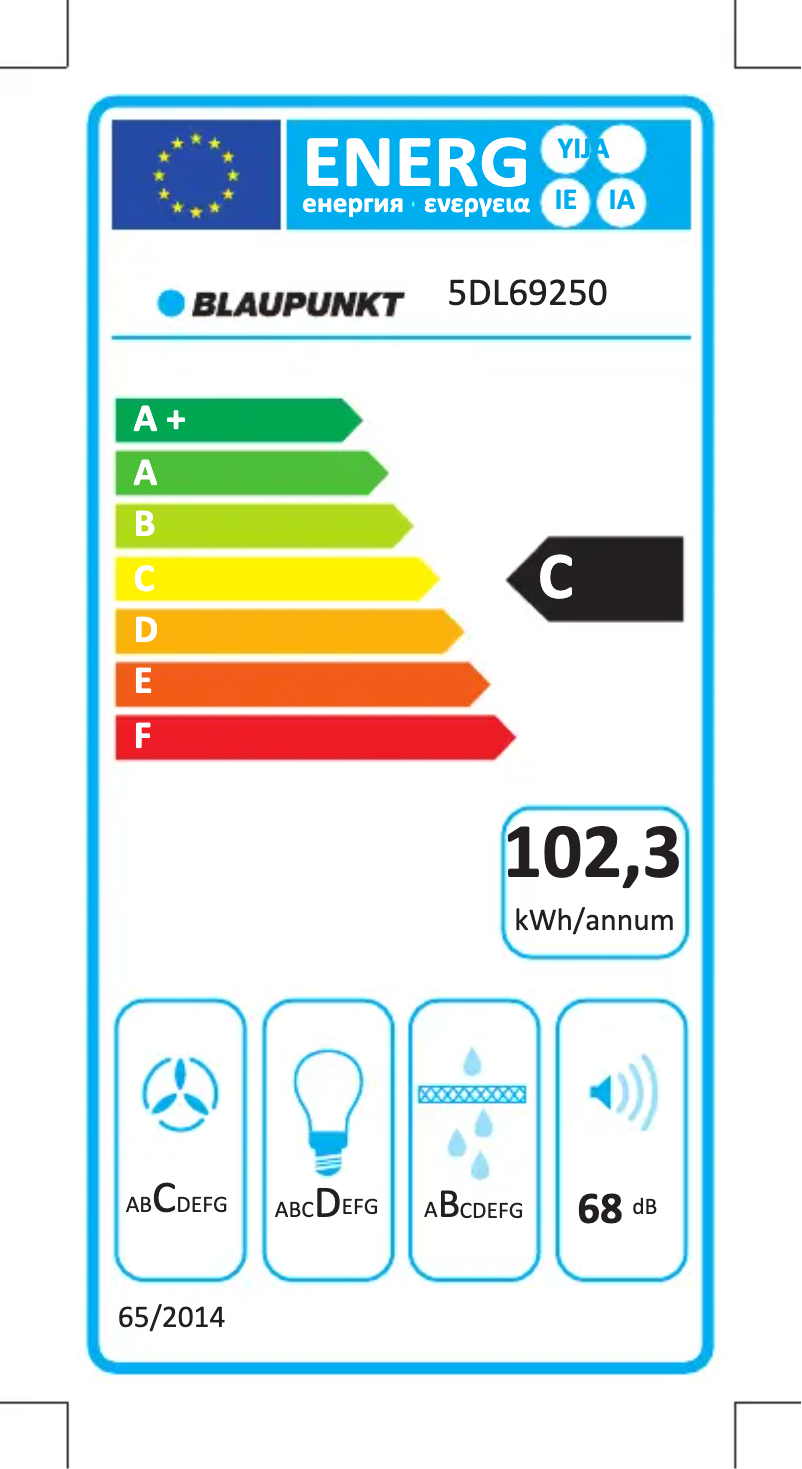 Página 1 del manual Etiqueta energética Blaupunkt 5DL69250