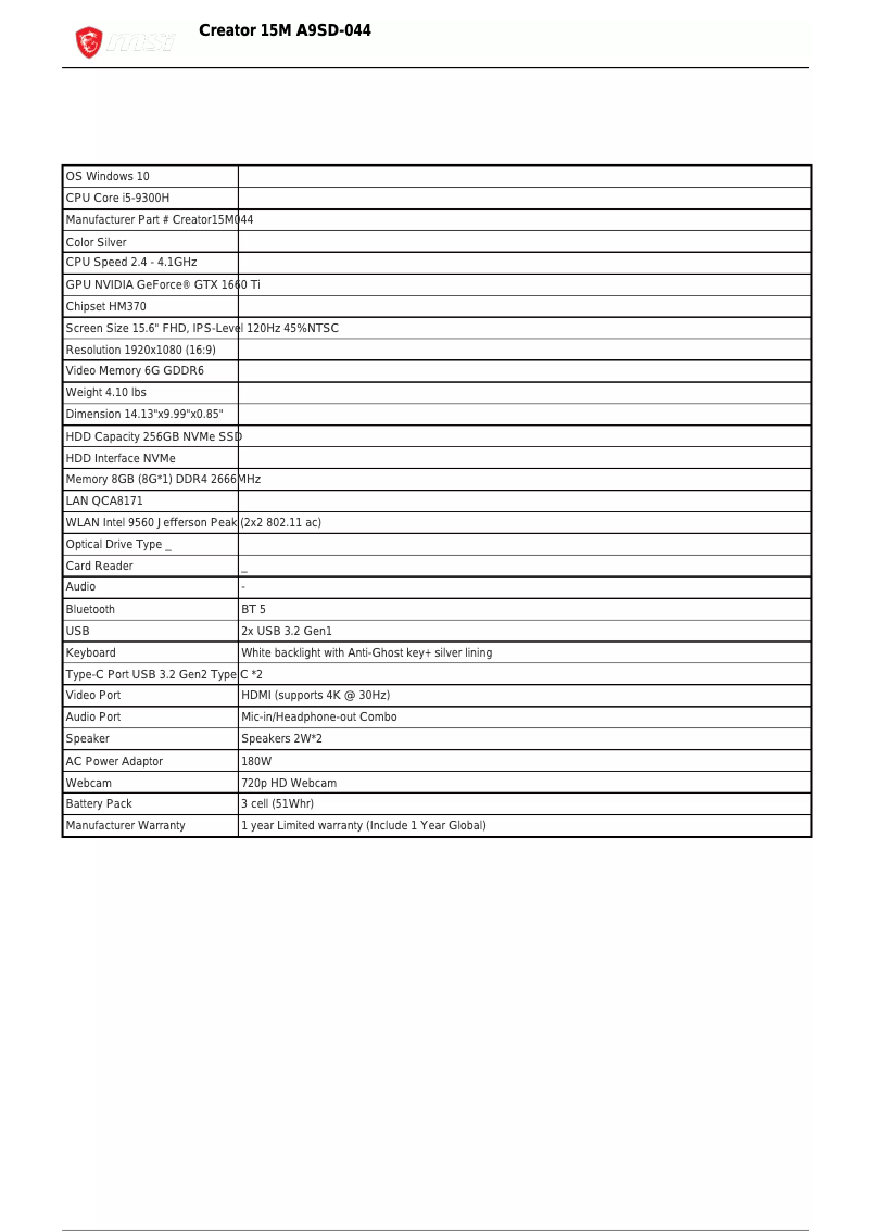 Imagen de la primera página del manual del dispositivo Creator 15M