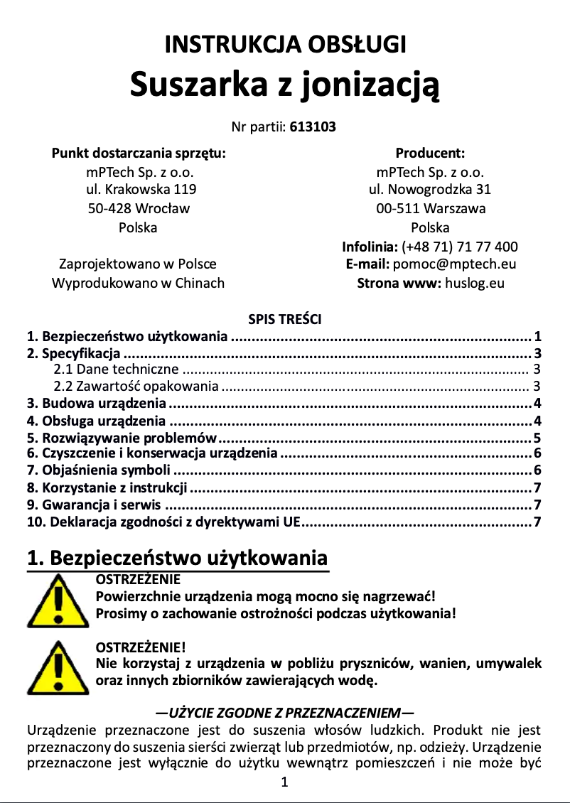Imagen de la primera página del manual del dispositivo BE-500134