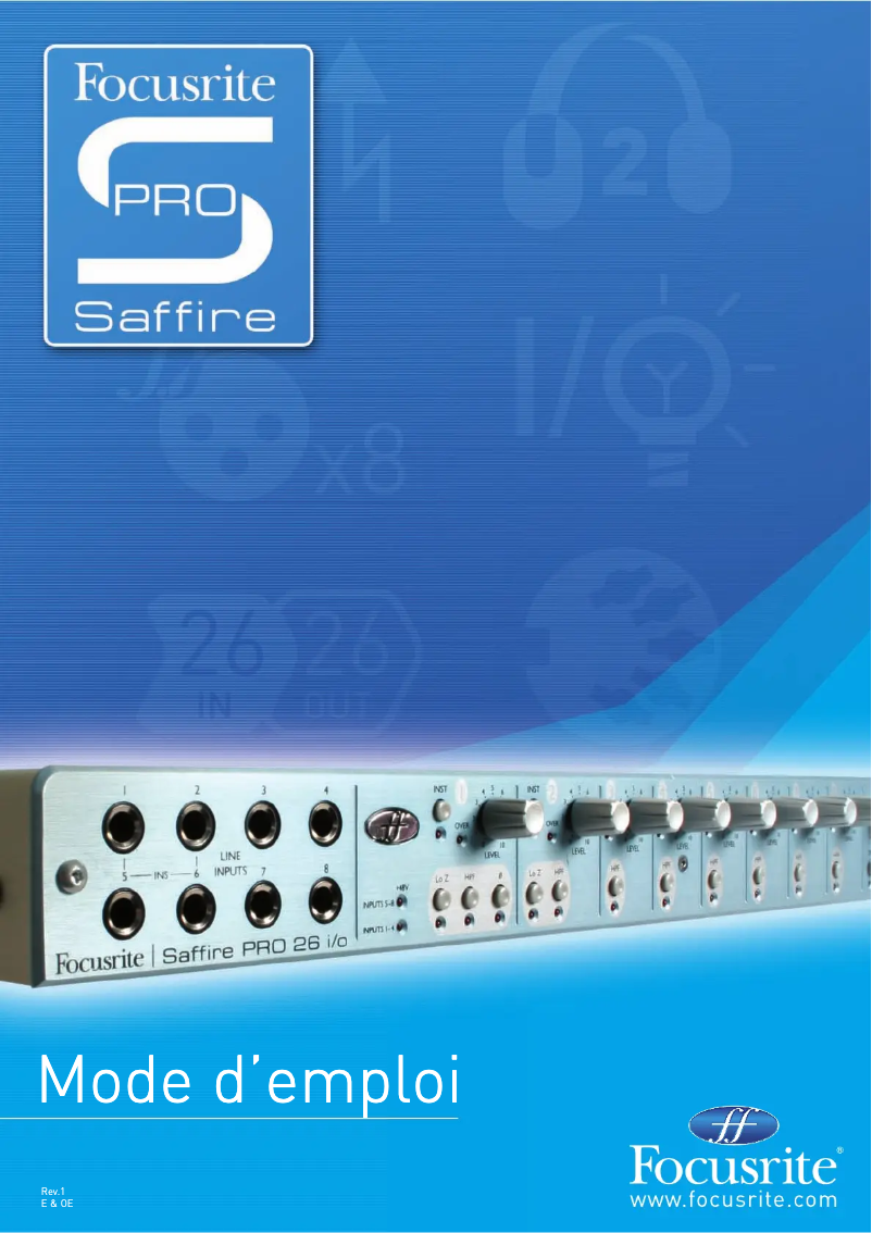 Página 1 del manual Manual de usuario Focusrite Saffire Pro 26 i/o
