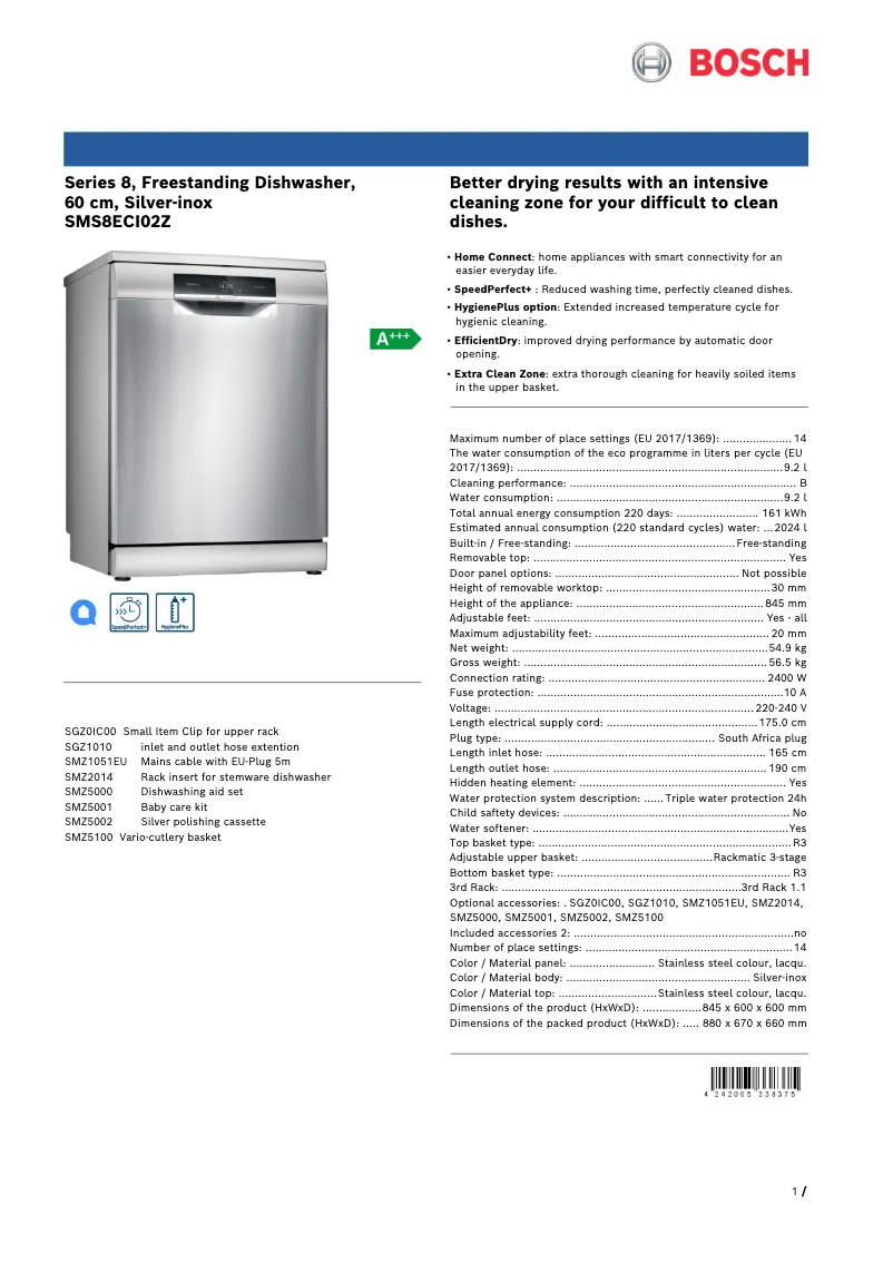 Imagen de la primera página del manual del dispositivo SMS8ECI02Z