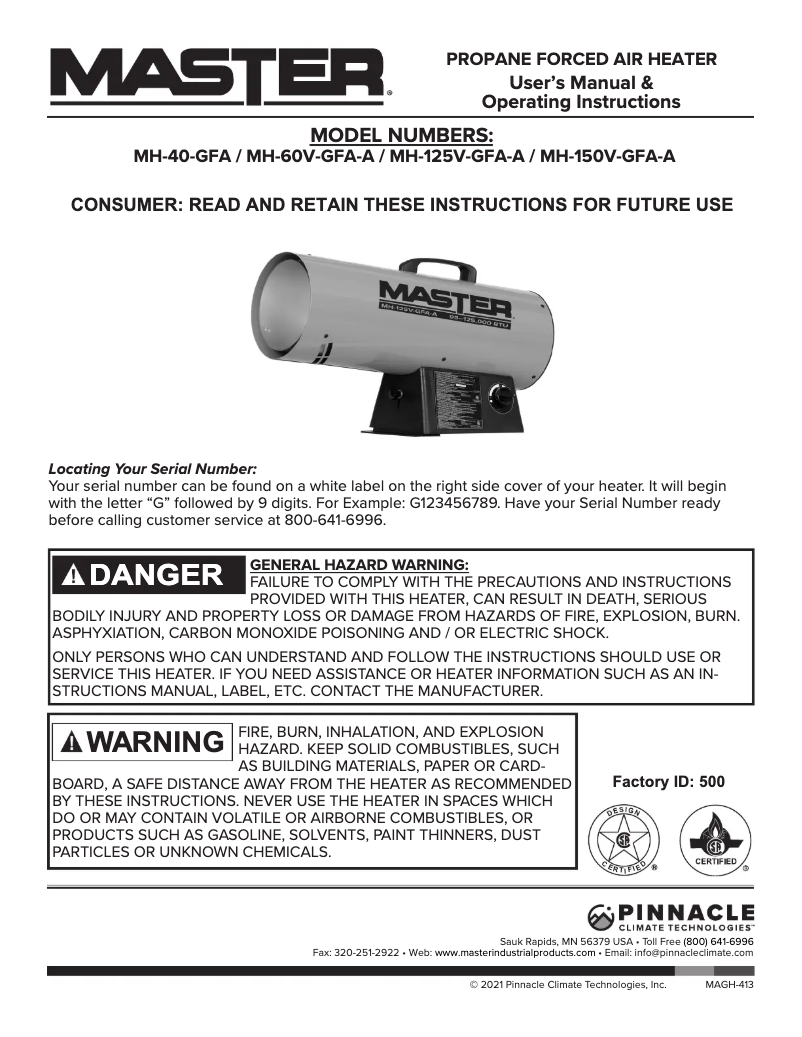 Imagen de la primera página del manual del dispositivo MH-125V-GFA-A