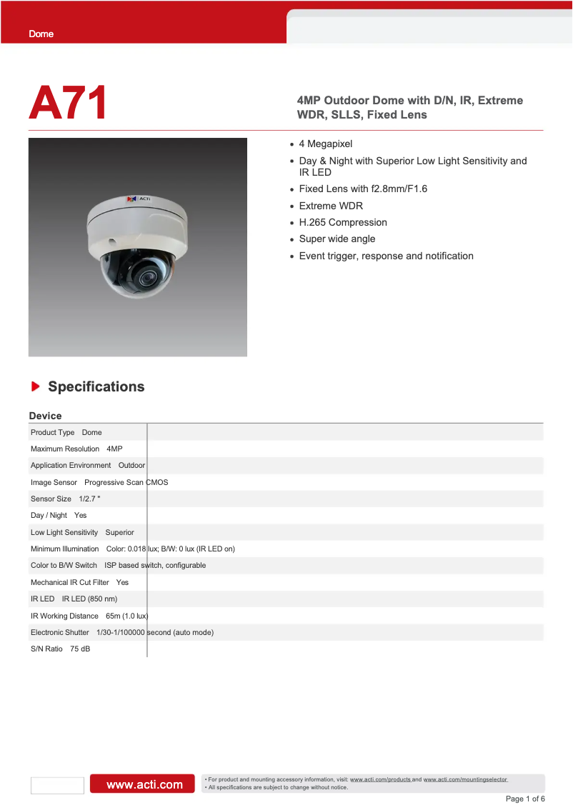 Imagen de la primera página del manual del dispositivo A71