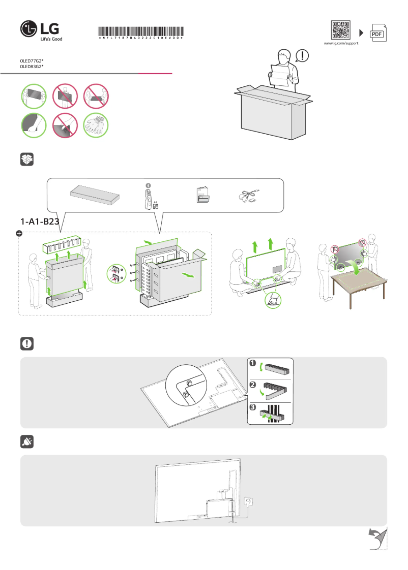 Imagen de la primera página del manual del dispositivo OLED77G26LA