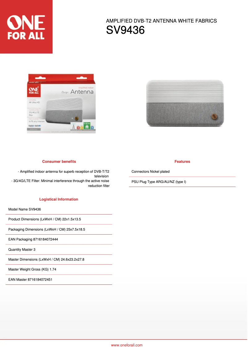 Imagen de la primera página del manual del dispositivo SV 9436