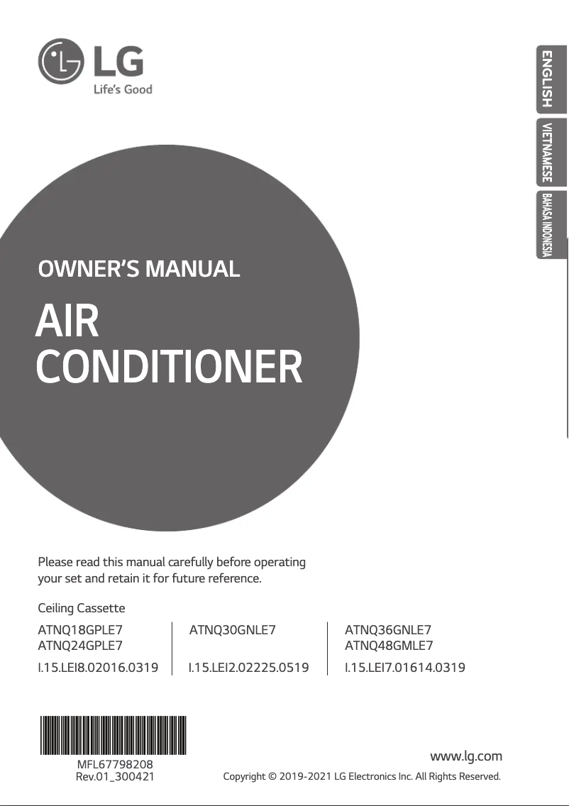 Imagen de la primera página del manual del dispositivo ATNQ36GNLE7