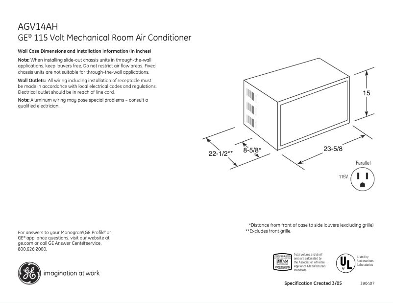 Imagen de la primera página del manual del dispositivo AGV14AH