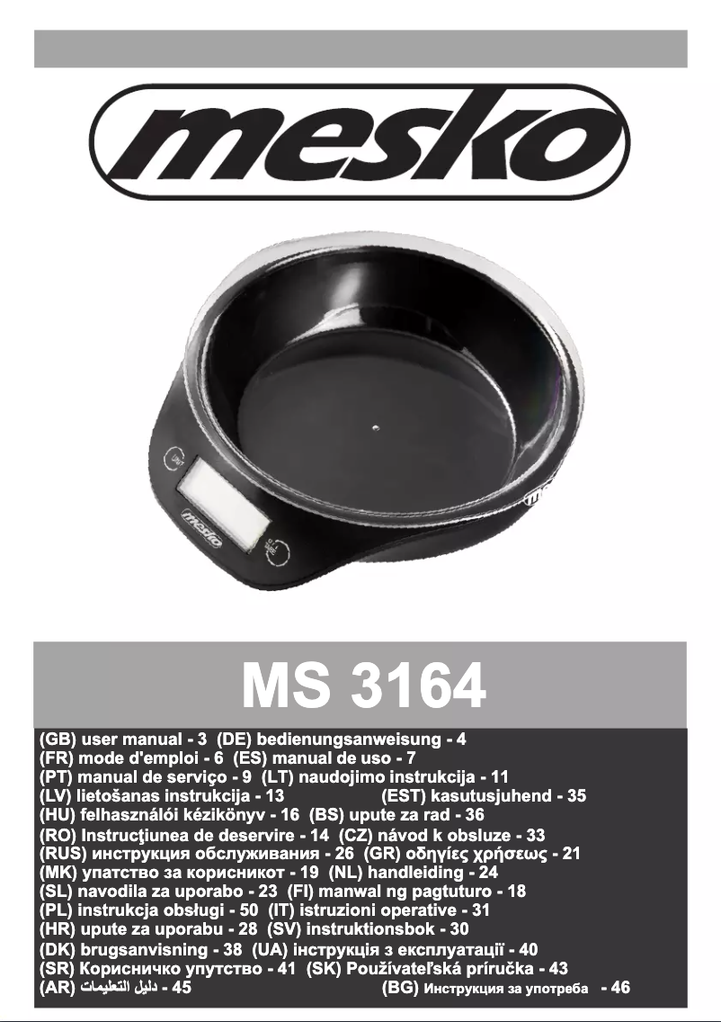 Página 1 del manual Manual de usuario Mesko MS 3164