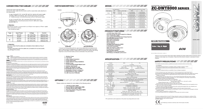 Imagen de la primera página del manual del dispositivo ZC-DWNT8312NXA