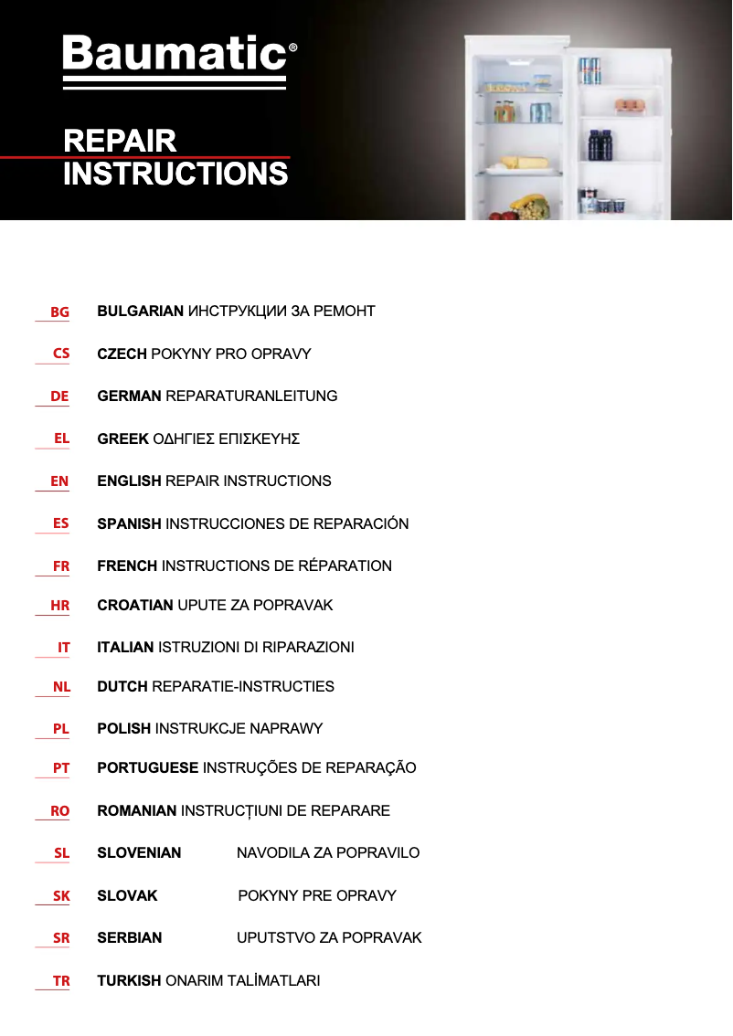 Página 1 del manual Manual de usuario Baumatic BRCIF 3180E