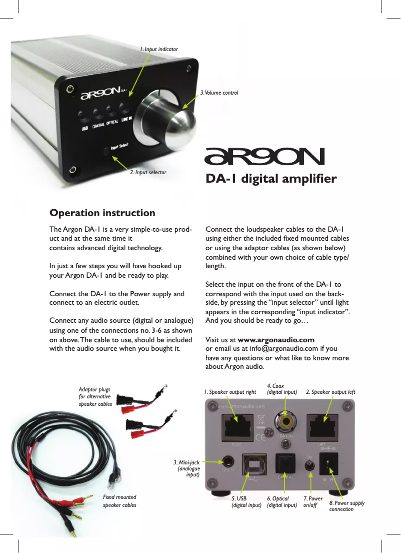 Página nº 1 - Manual de usuario Argon DA1