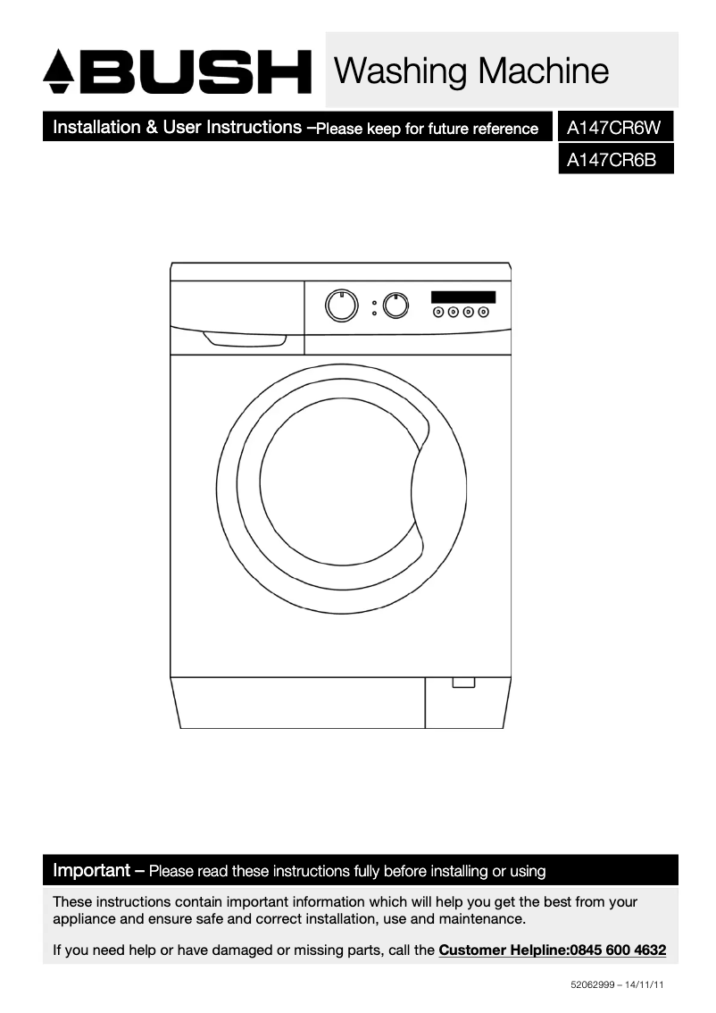 Imagen de la primera página del manual del dispositivo A147CR6W