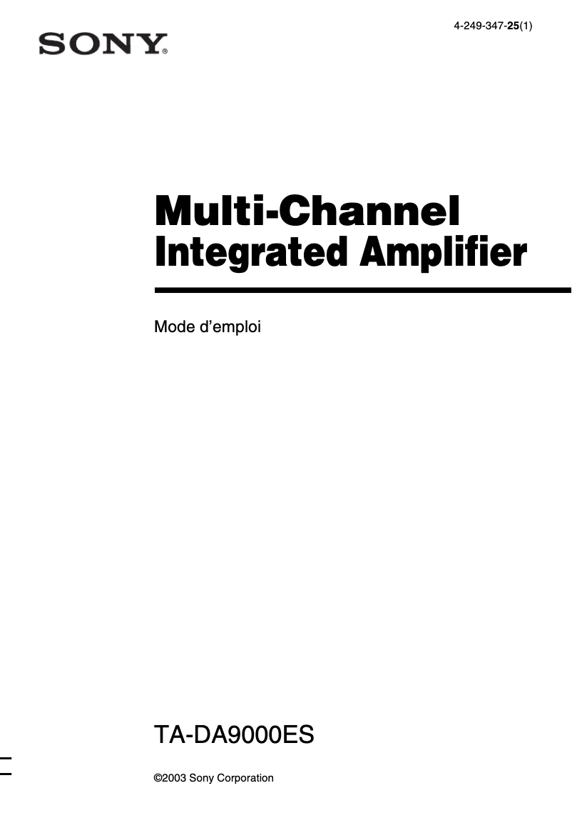 Imagen de la primera página del manual del dispositivo TA-DA9000ES
