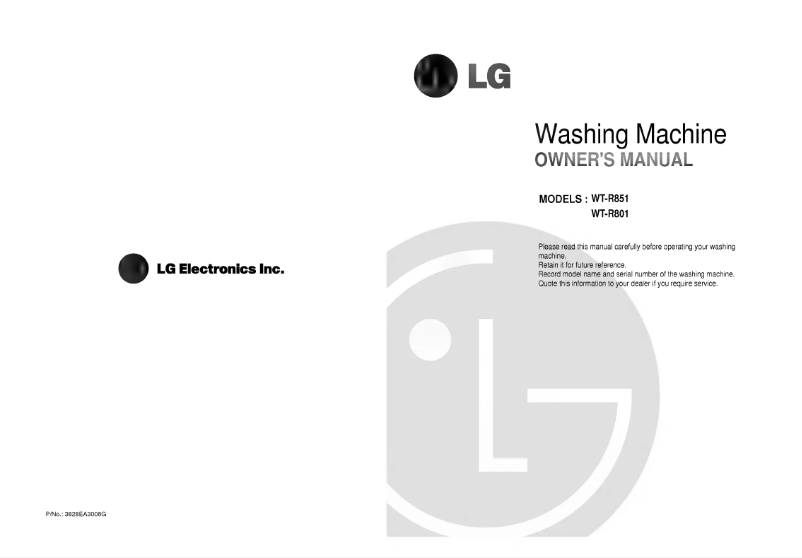 Página 1 del manual Manual de usuario LG WT-R801