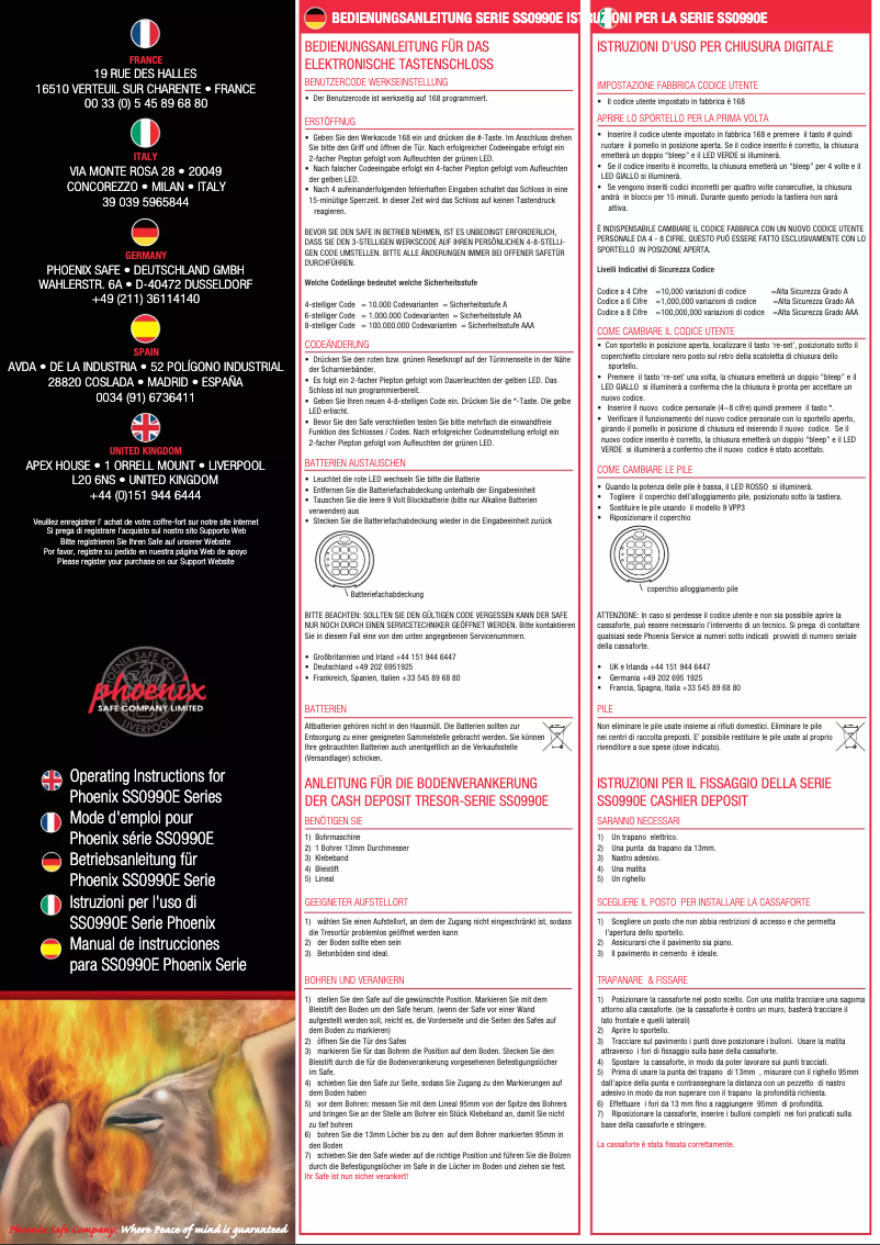Imagen de la primera página del manual del dispositivo Cashier Deposit SS0998ED