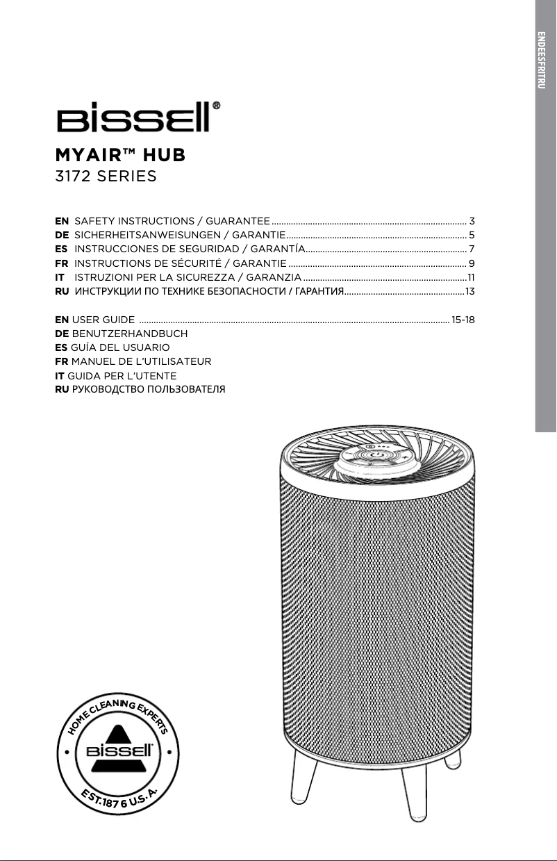 Página 1 del manual Manual de usuario Bissell MYair HUB