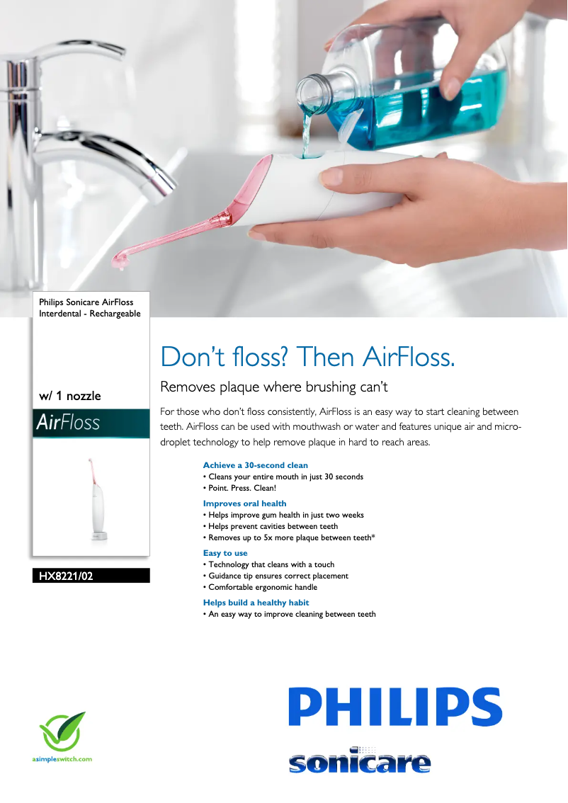 Página nº 1 - Ficha técnica Philips Sonicare AirFloss HX8221