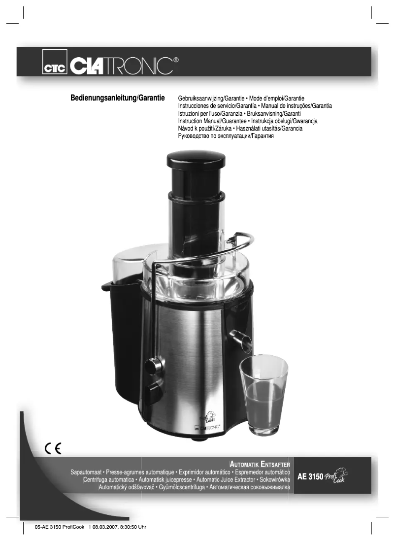 Imagen de la primera página del manual del dispositivo AE 3150