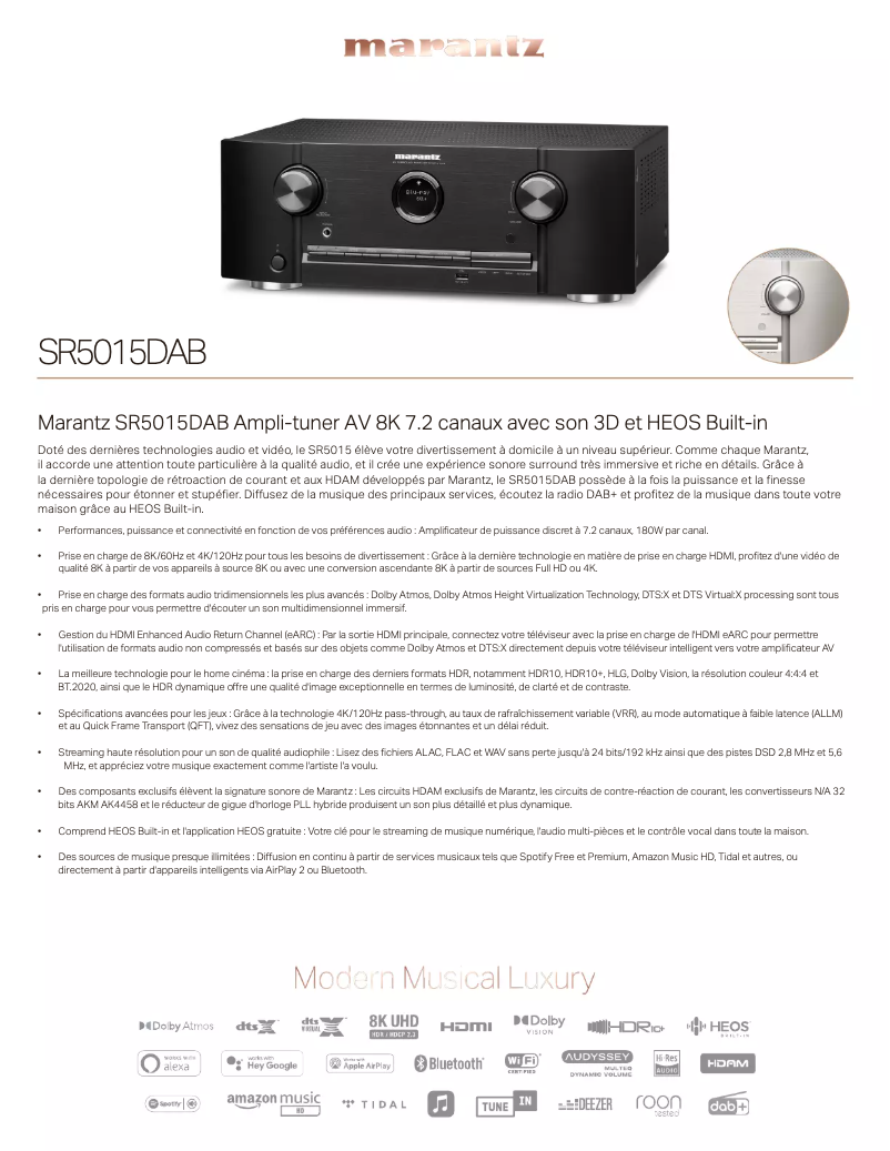 Página 1 del manual Manual de usuario Marantz SR5015 DAB