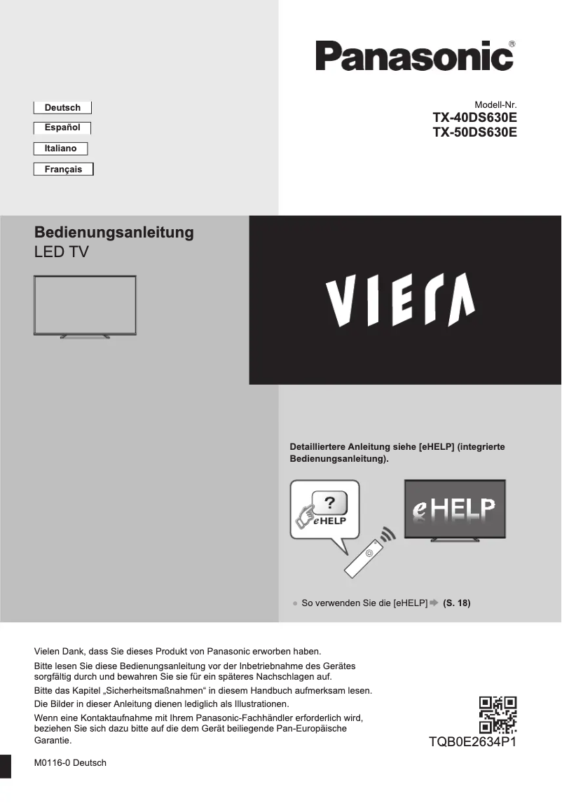 Página 1 del manual Guía de inicio rápido Panasonic TX-40DS630E