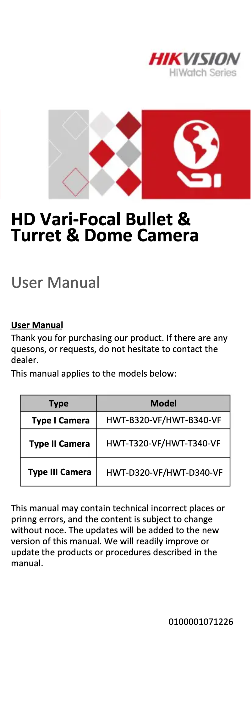 Imagen de la primera página del manual del dispositivo HWT-T320-VF