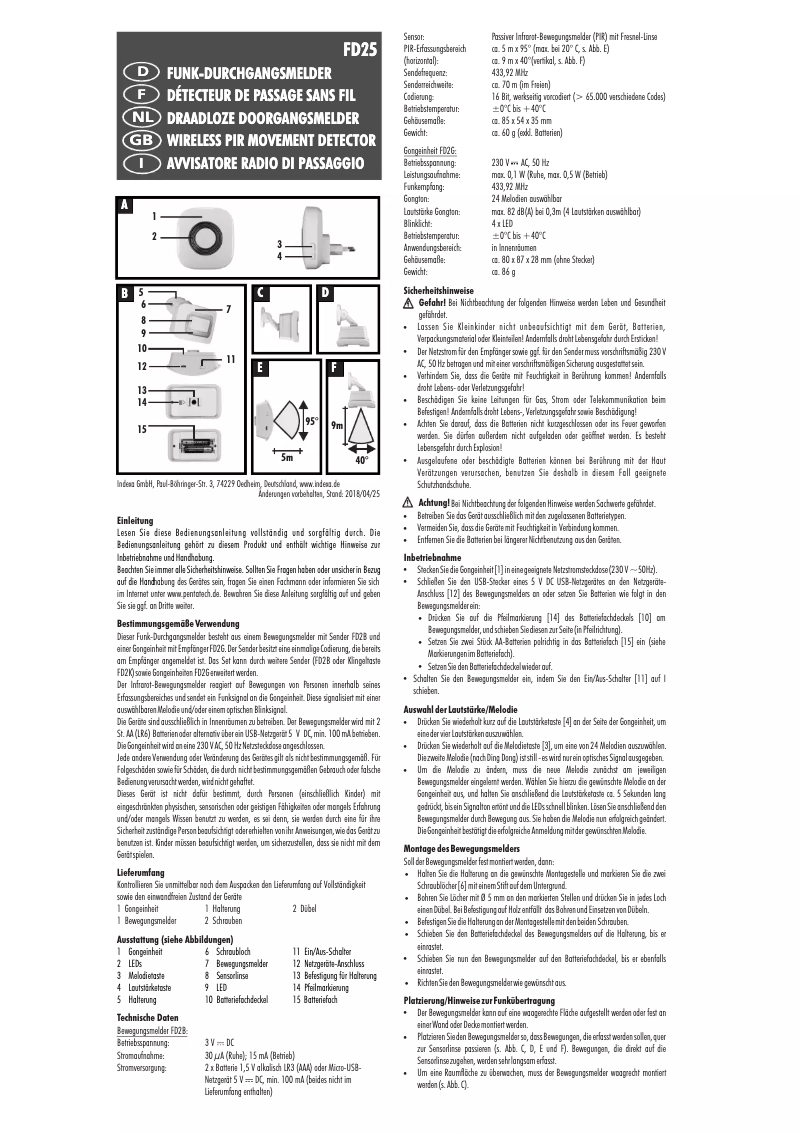 Imagen de la primera página del manual del dispositivo FD25
