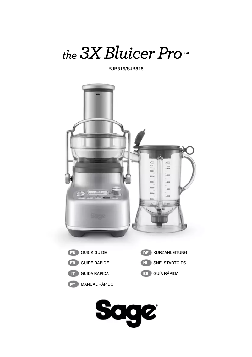 Imagen de la primera página del manual del dispositivo the 3X Bluicer Pro