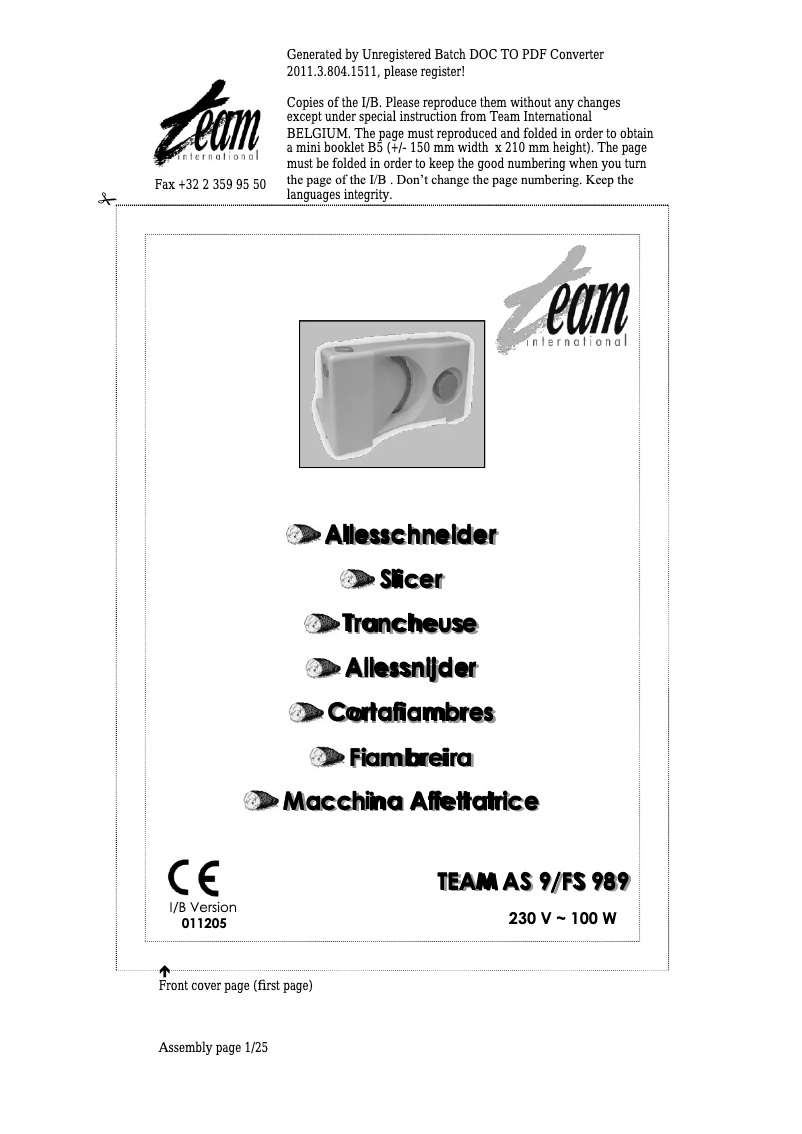 Imagen de la primera página del manual del dispositivo AS 9