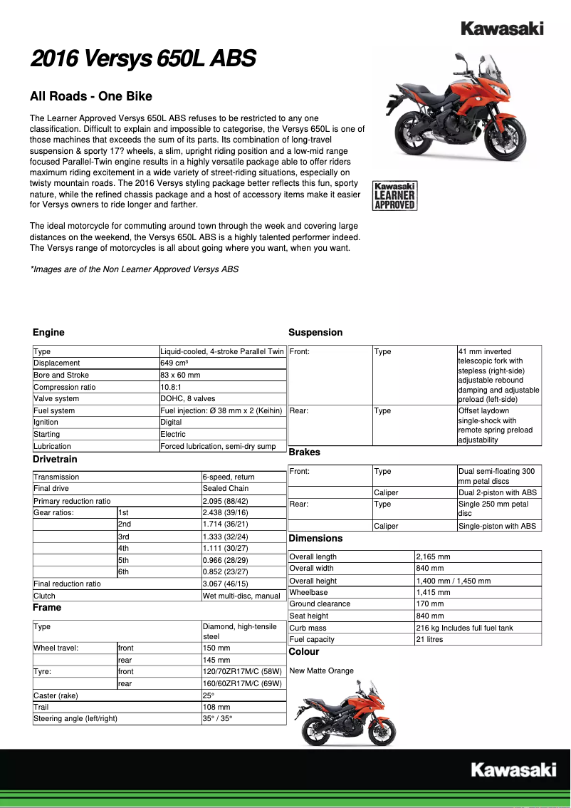 Página 1 del manual Manual de usuario Kawasaki Versys 650