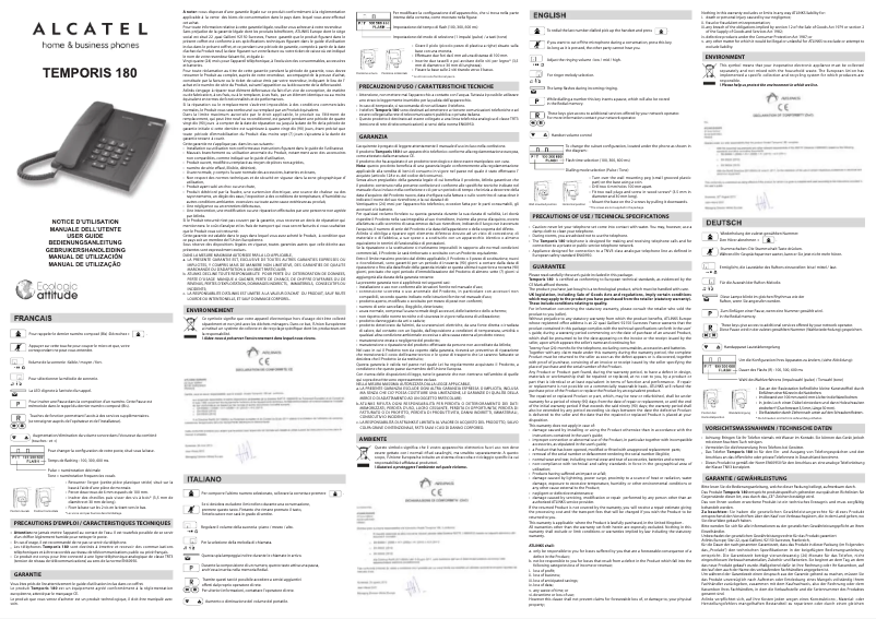 Página 1 del manual Manual de usuario Alcatel-Lucent Temporis 180