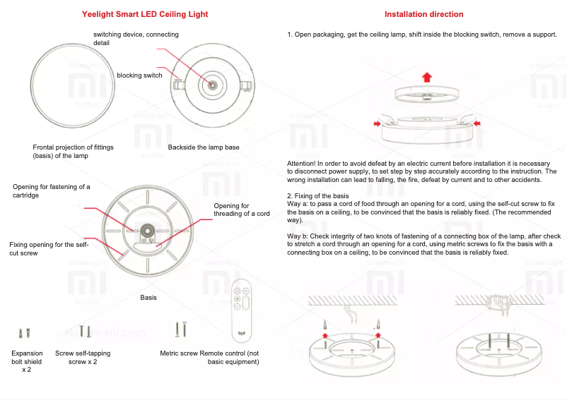 Página 1 del manual Manual de usuario Xiaomi Yeelight Smart LED Ceiling Lamp