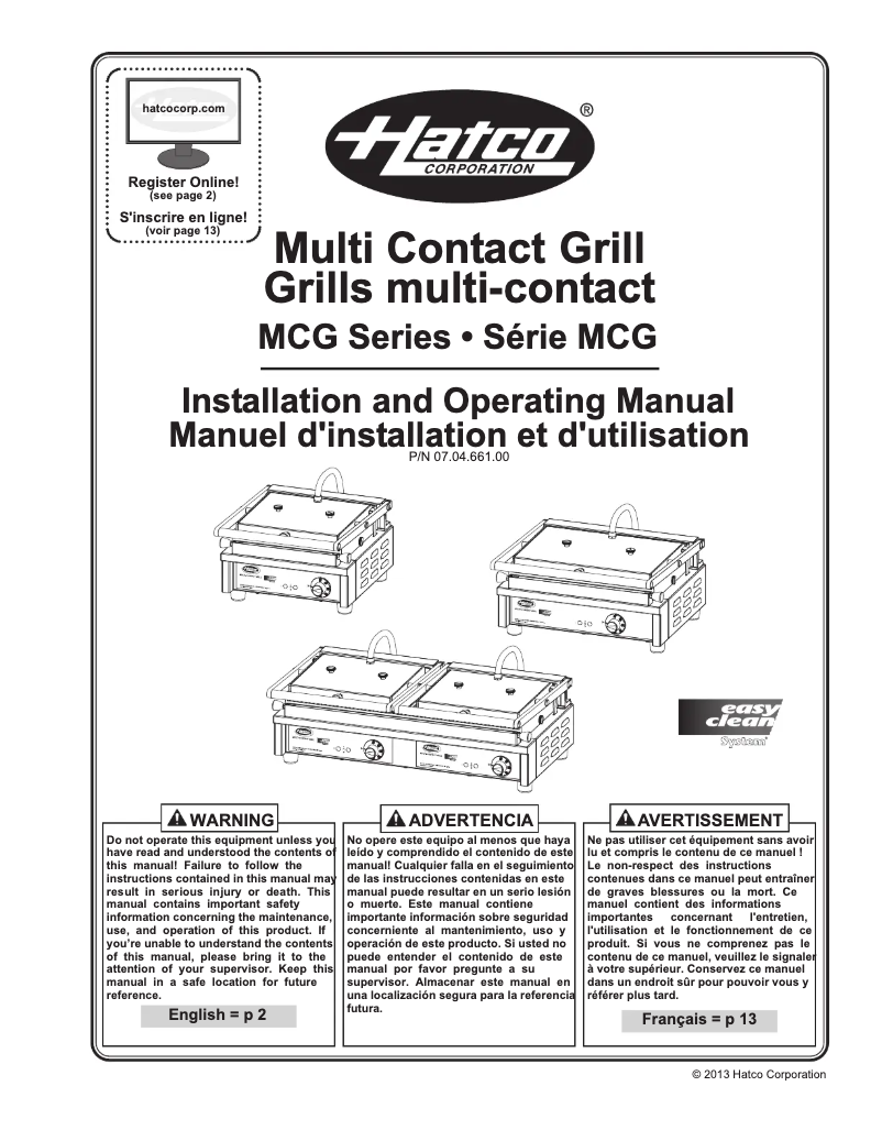 Página 1 del manual Manual de usuario Hatco MCG10G