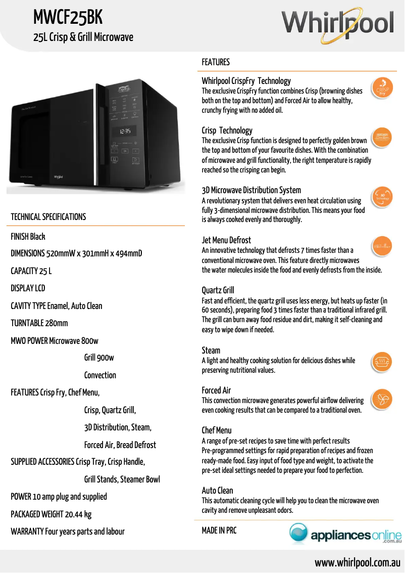Imagen de la primera página del manual del dispositivo MWCF25BK