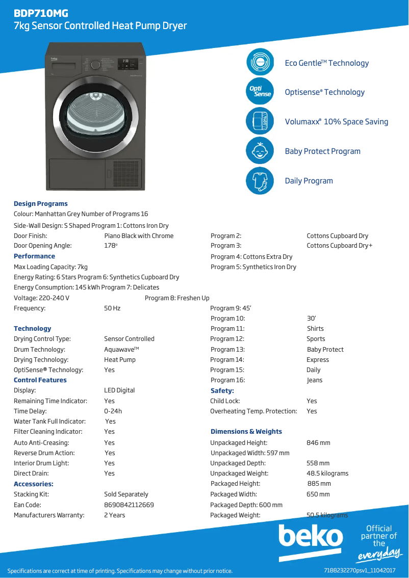 Imagen de la primera página del manual del dispositivo BDP710MG