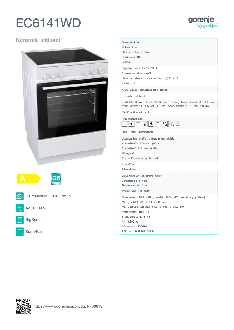 Página 1 del manual Manual de usuario Gorenje EC6141WD
