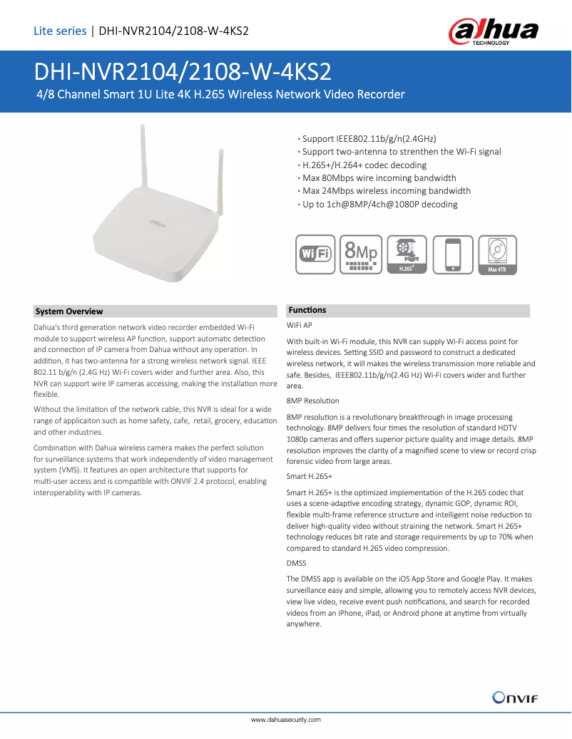 Imagen de la primera página del manual del dispositivo NVR2104-W-4KS2