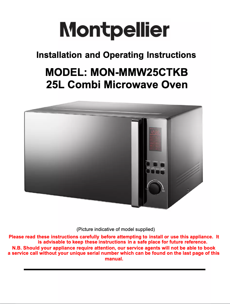 Página 1 del manual Manual de usuario Montpellier MMW25CTKB
