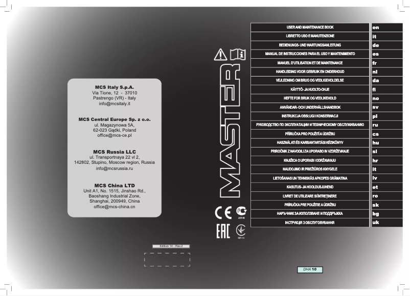 Imagen de la primera página del manual del dispositivo DHA 10