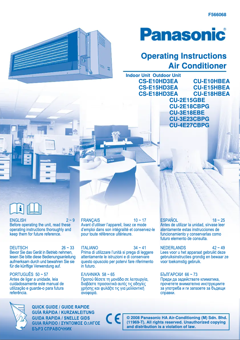 Página 1 del manual Manual de usuario Panasonic CS-E10HD3EA