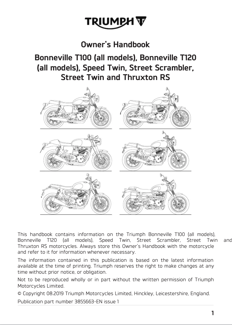 Imagen de la primera página del manual del dispositivo Thruxton RS