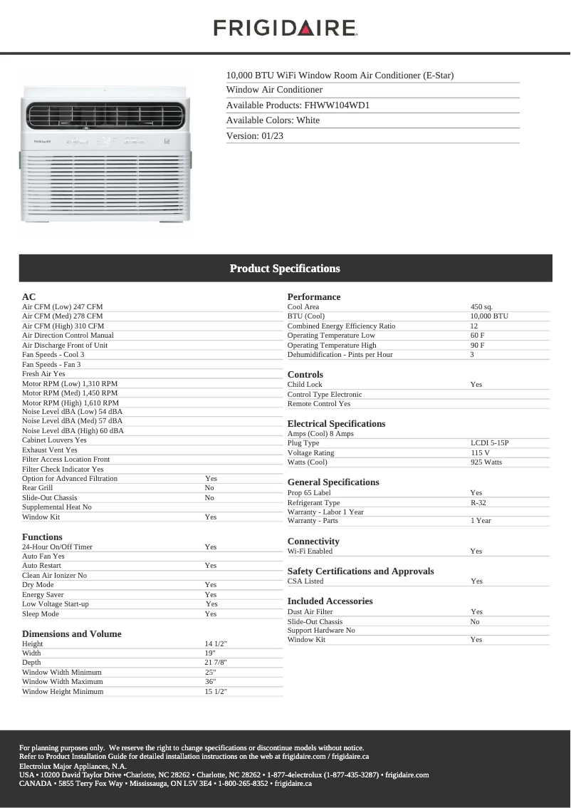 Imagen de la primera página del manual del dispositivo FHWW104WD1