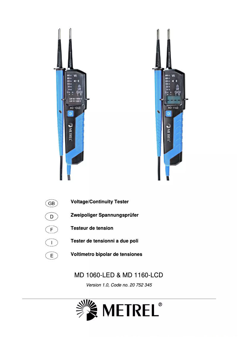Imagen de la primera página del manual del dispositivo MD 1160