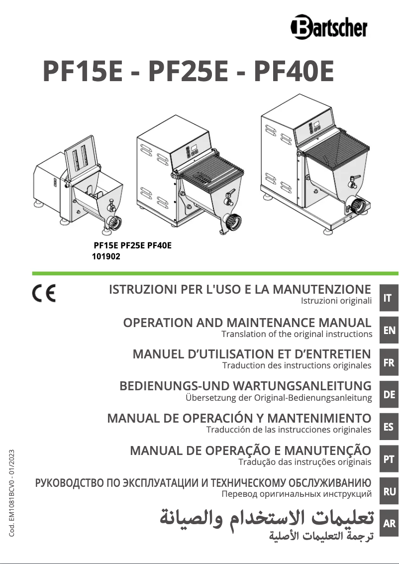 Página 1 del manual Manual de usuario Bartscher PF15E