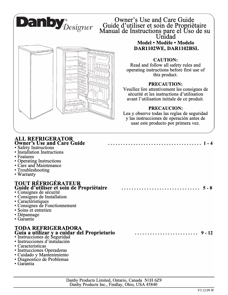 Página nº 1 - Manual de usuario Danby Designer DAR1102WE